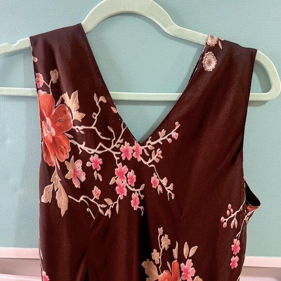 Vintage Brown Floral Dress | Beading | Wedding Guest Dress Late Summer Flowy - Picture 8 of 10